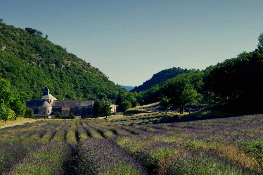 Warm doors of a quiet French village
