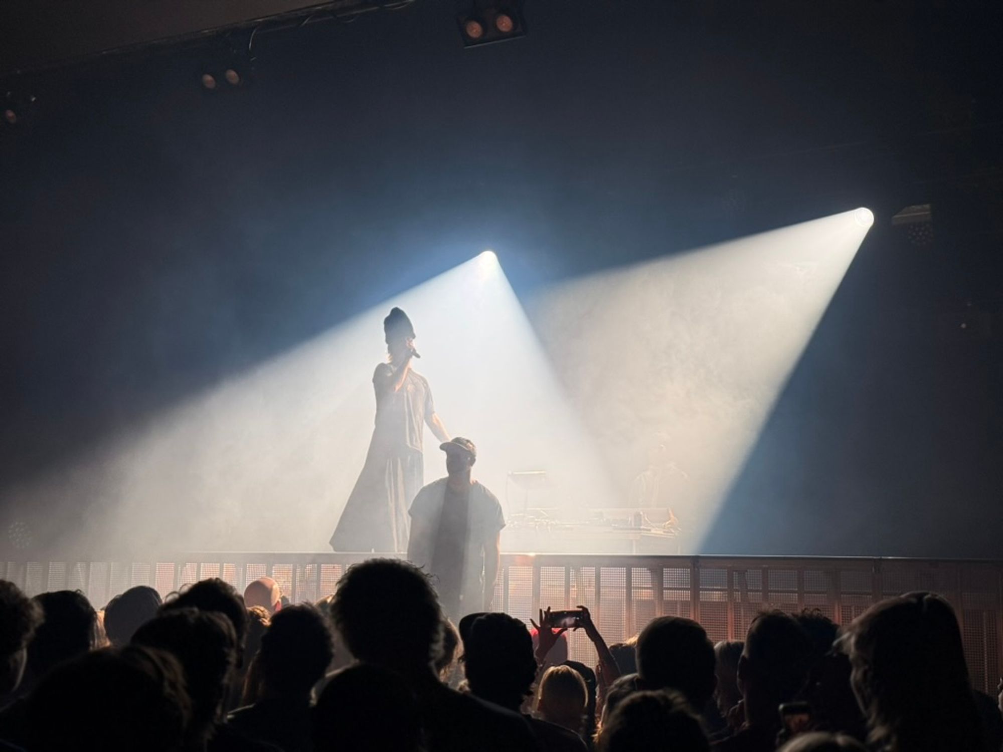 Abel and Sef on stage in spotlight