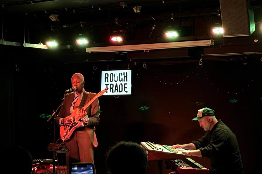 rough trade stage with Anaiis on with guitar on the left, pianist on the right