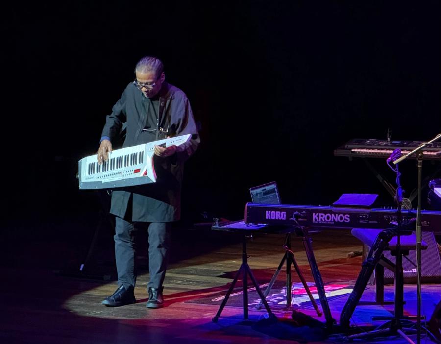 Hancock playing the keytar