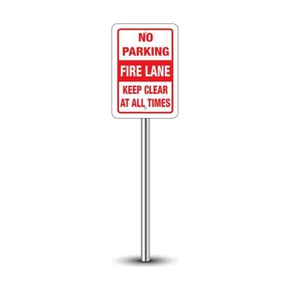 No Parking Fire Lane Sign with Holes 1 ft x 1 ft