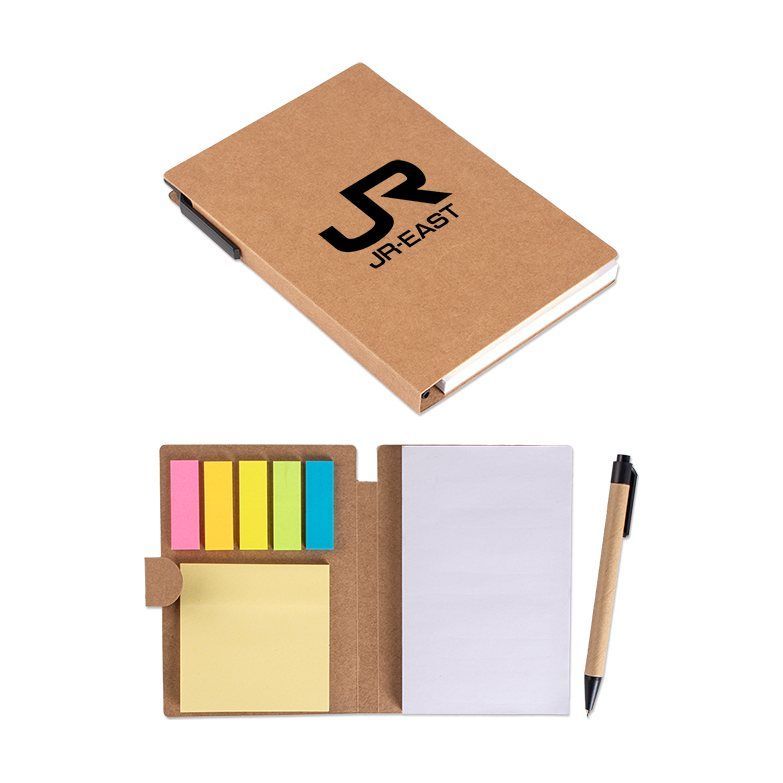 Kraft Notebook with Sticky Notes and Pen