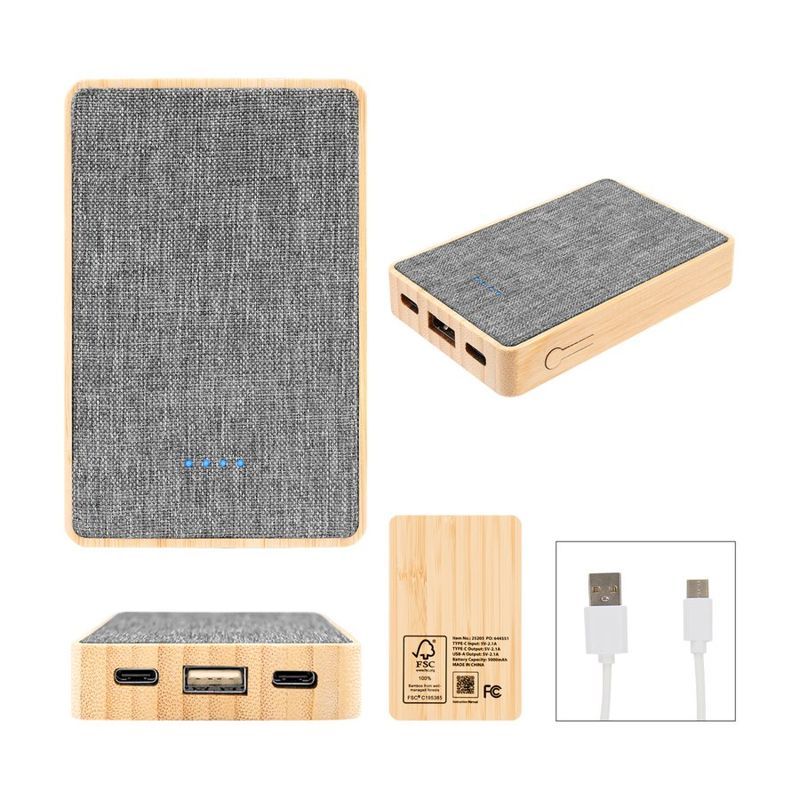 5,000 mAh Bamboo and Recycled Fabric Power Bank