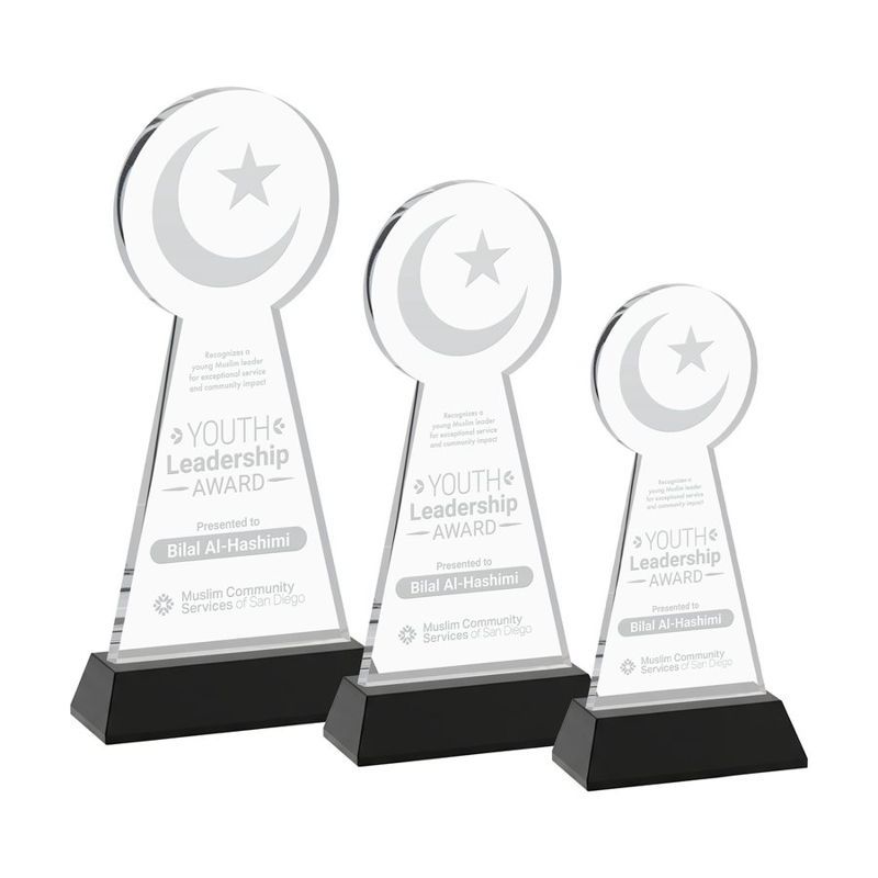 Crescent and Star Crystal Award on Hartford Base, Black