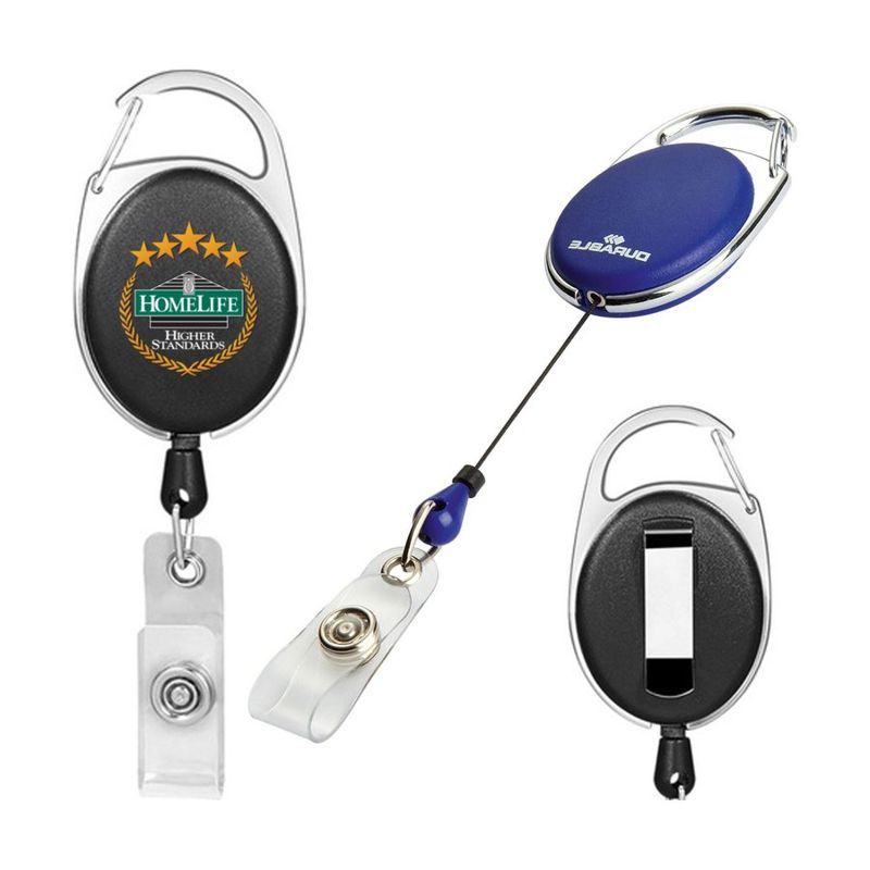 Rush Oval Carabiner Badge Reel with Belt Clip