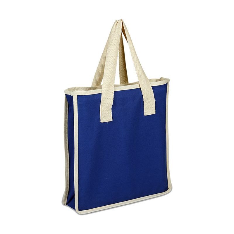 Colored Canvas Shopping Bag with Natural Handles