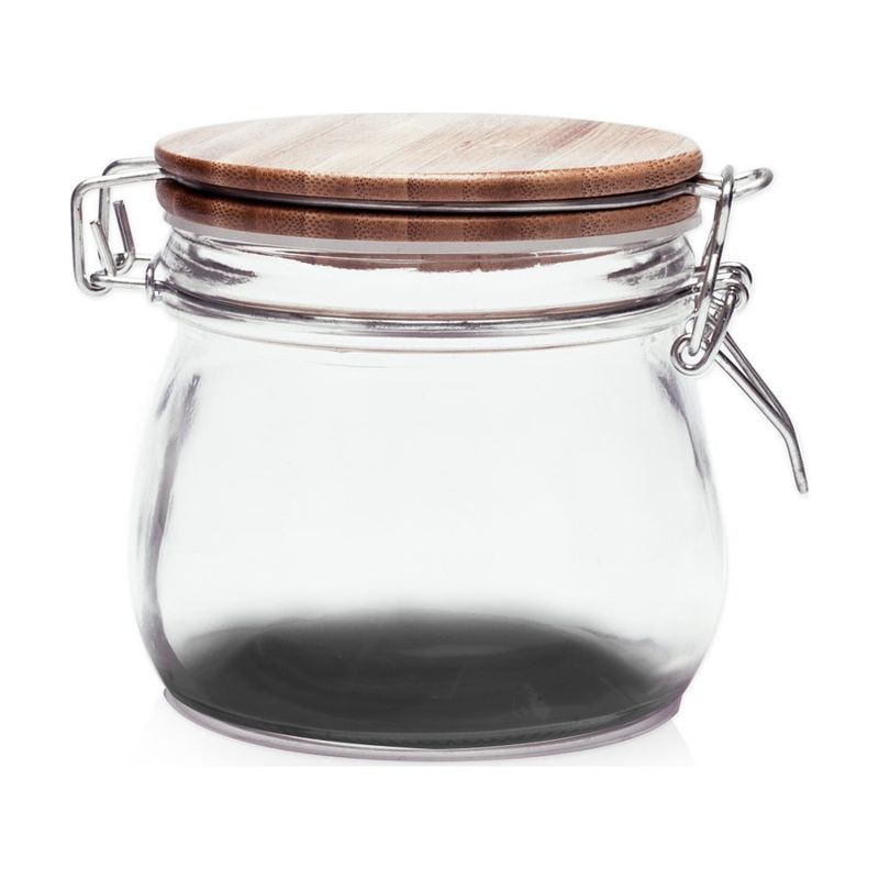 16 oz Glass Candy Jar with Wire Wooden Lid
