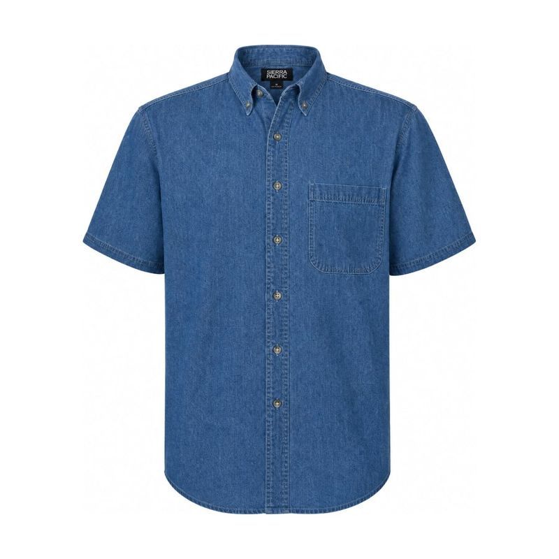 Men's Tall Short Sleeve Cotton Denim Shirt