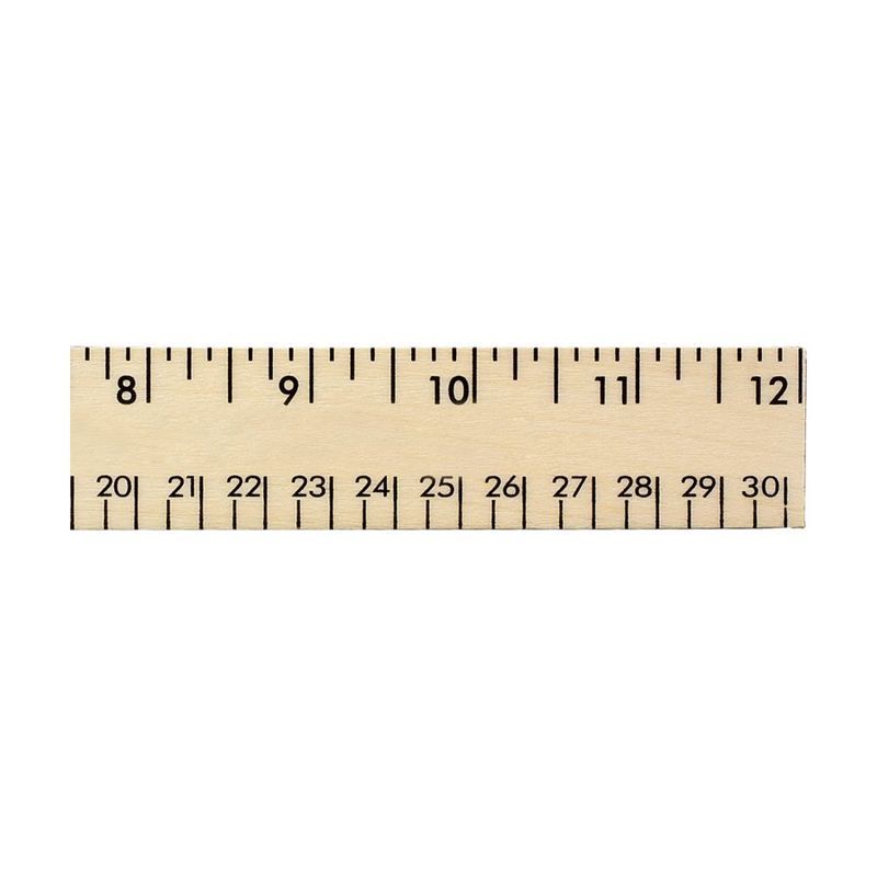 12 Inch Clear Lacquer Wood Ruler, English and Metric