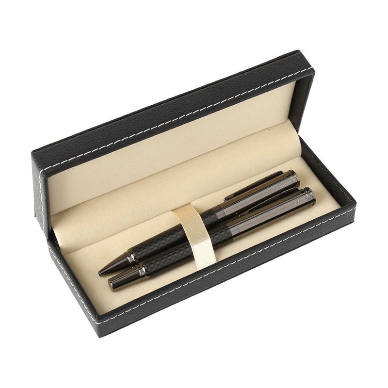 Carbon Fiber Ballpoint and Rollerball Pen Gift Set