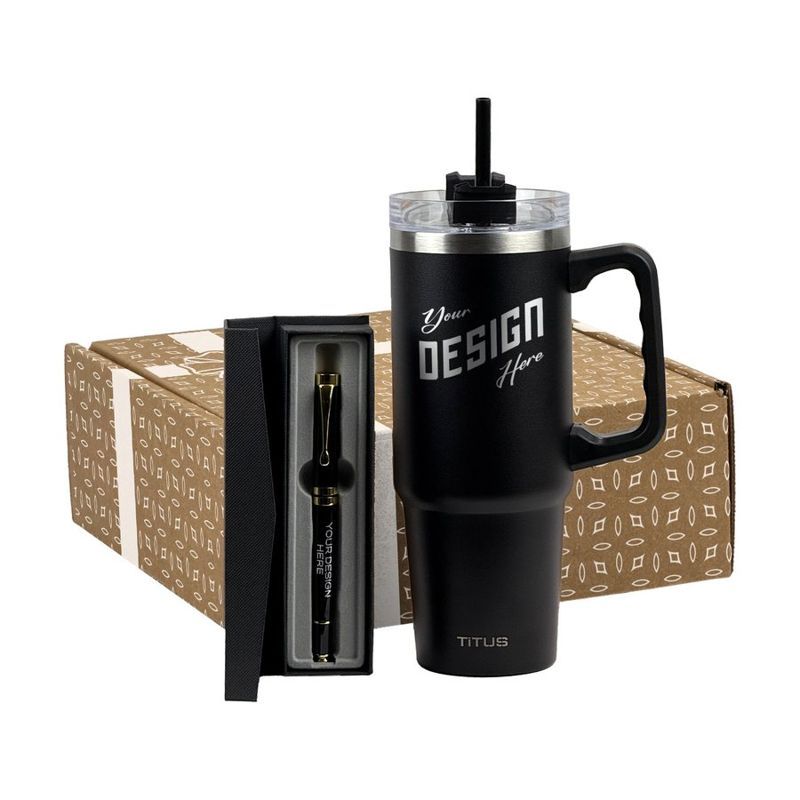 Insulated Travel Mug and Chrome Trim Pen Gift Set