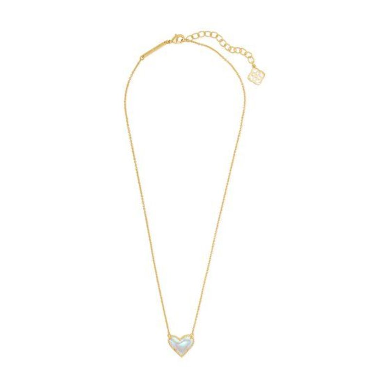 Kendra Scott Ari Heart Gold Pendant Necklace in Dichroic Glass