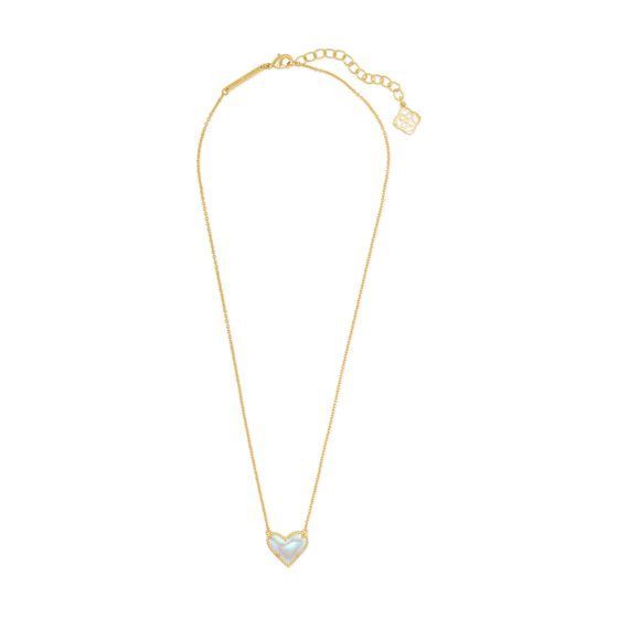 Kendra Scott Ari Heart Gold Pendant Necklace in Dichroic Glass