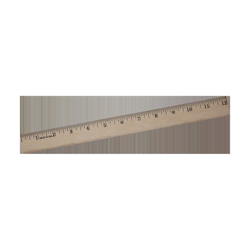 12 Inch Clear Lacquer Wood Ruler, English Scale