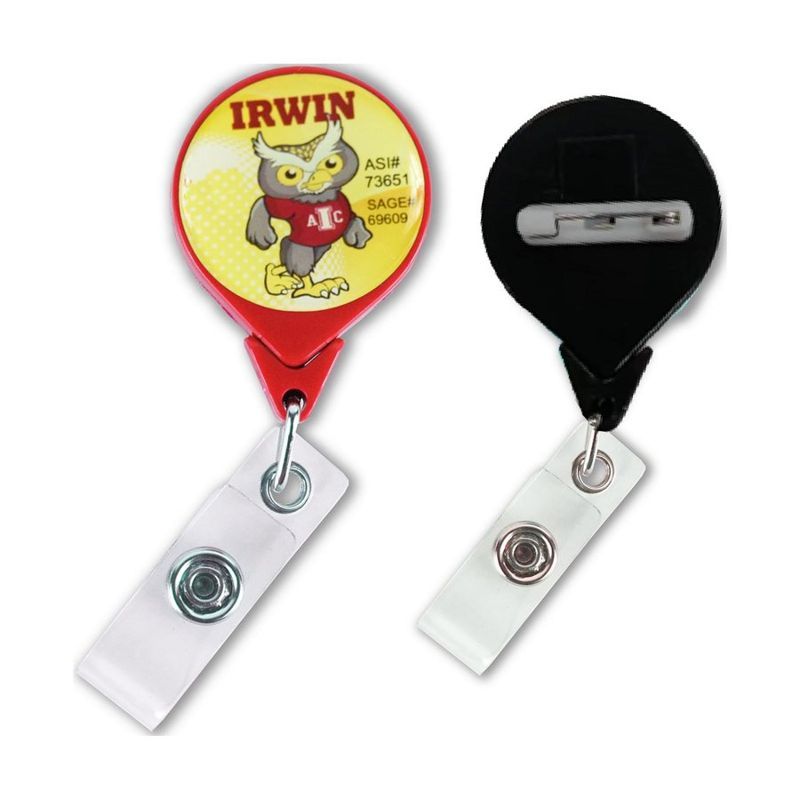Tear-Drop Round Badge Reel with Pin Back