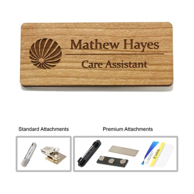 Engraved Wood Name Badge 1.5" x 3"