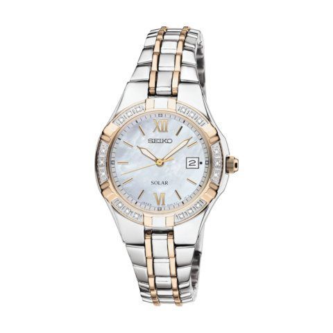 Seiko Ladies Diamonds Solar Stainless Steel Watch