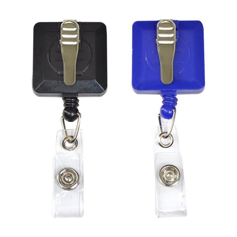 Square Retractable Badge Reel with Bulldog Clip