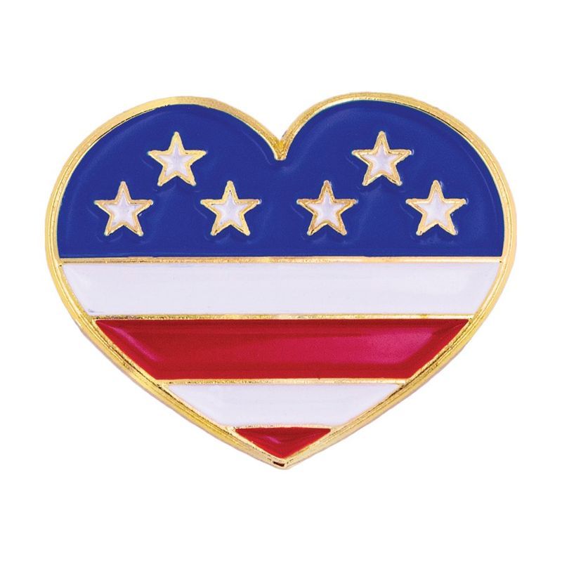 Heart American Flag Die Struck Lapel Pin