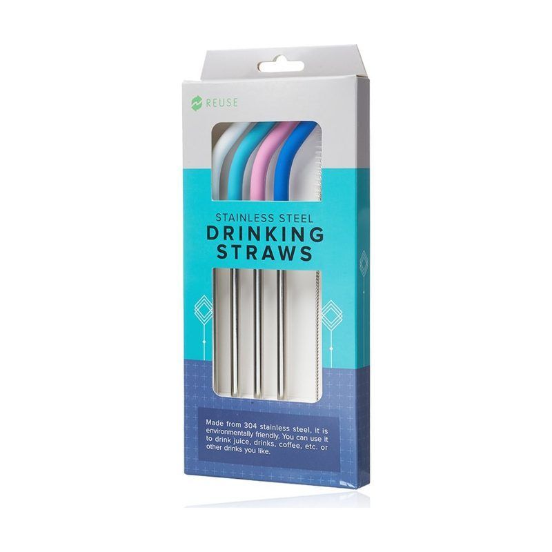 Stainless Steel Straw 4-Pack with Brush