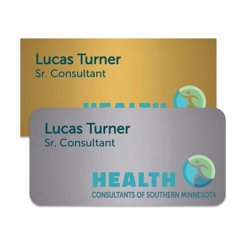 Express Metallic Plastic Name Badge 1.5" x 3"
