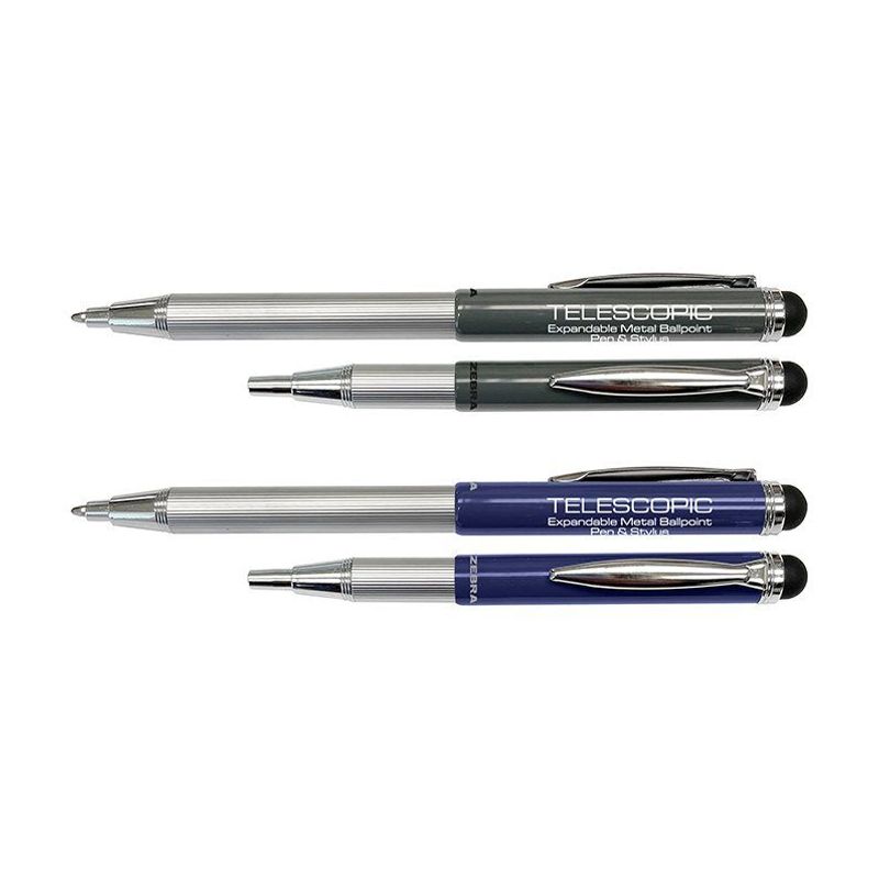 Zebra Telescopic Metal Ballpoint Pen and Stylus