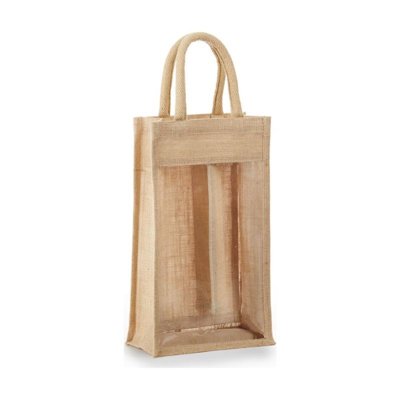 Two-Bottle Jute Bag with Clear Front