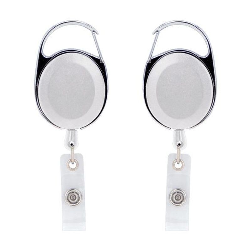 Oval Metal Badge Reel with Carabiner