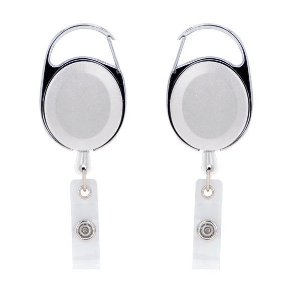 Oval Metal Badge Reel with Carabiner