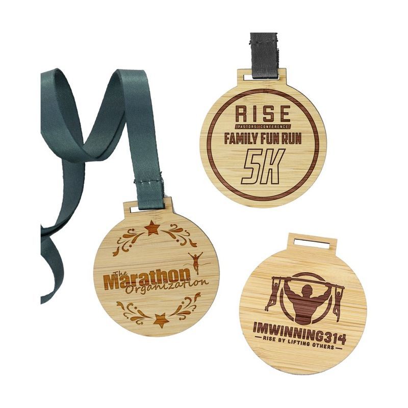 Custom Engraved Bamboo Medal 1-1/2"