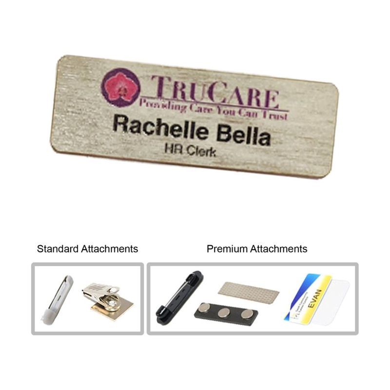 Printed Wood Name Badge 3.375" x 2.125"