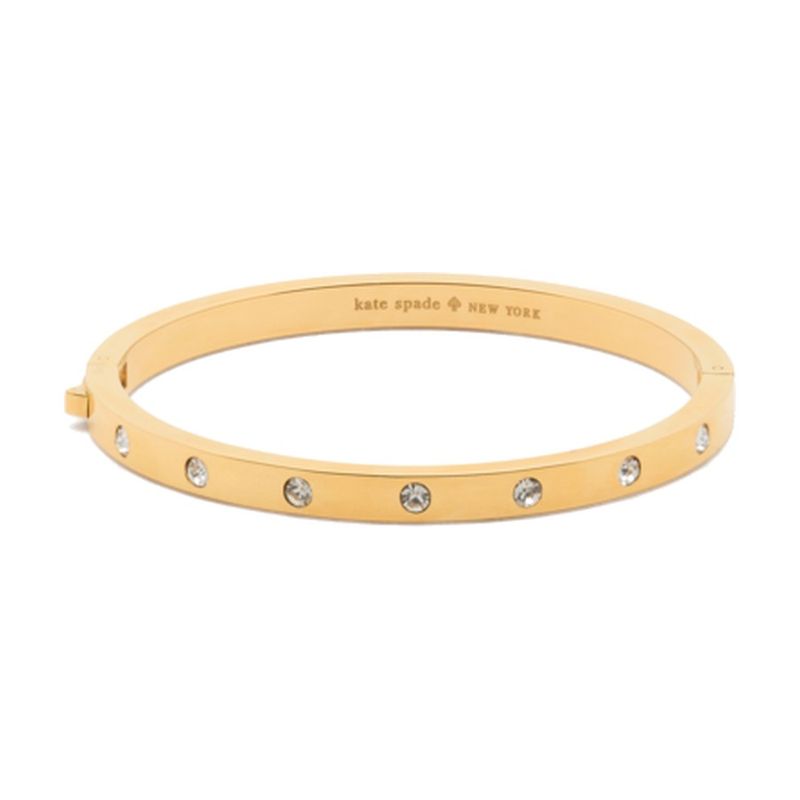 Kate Spade Set In Stone Hinged Gold Bangle, Clear/Gold