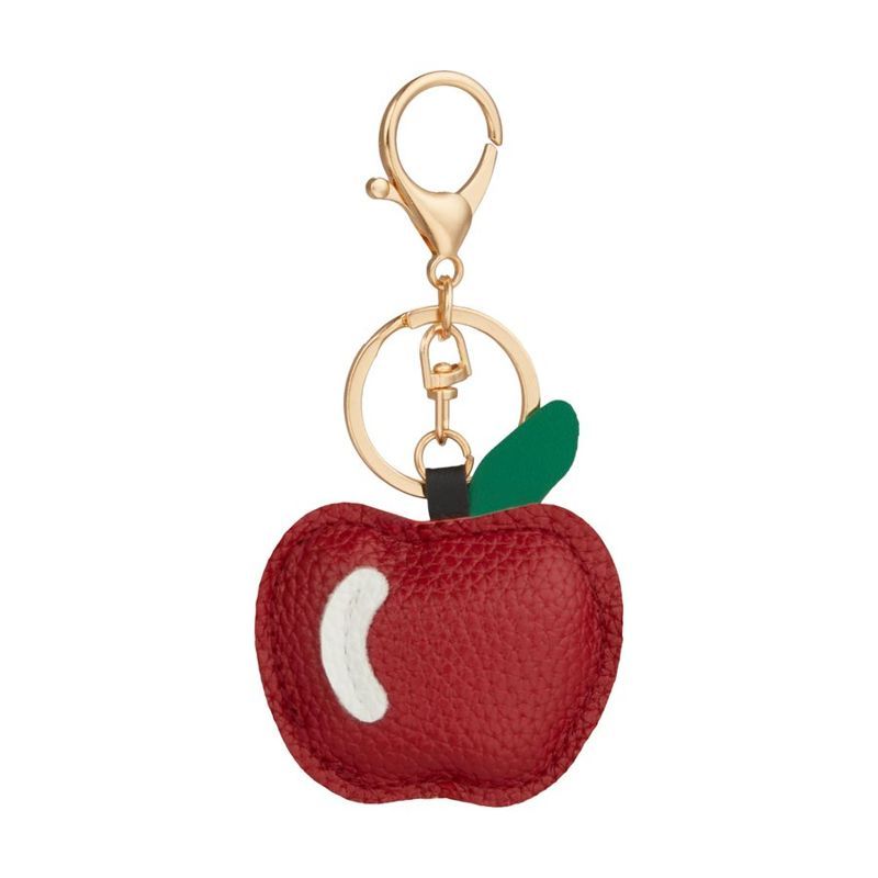 Apple-Shaped Leather Keychain