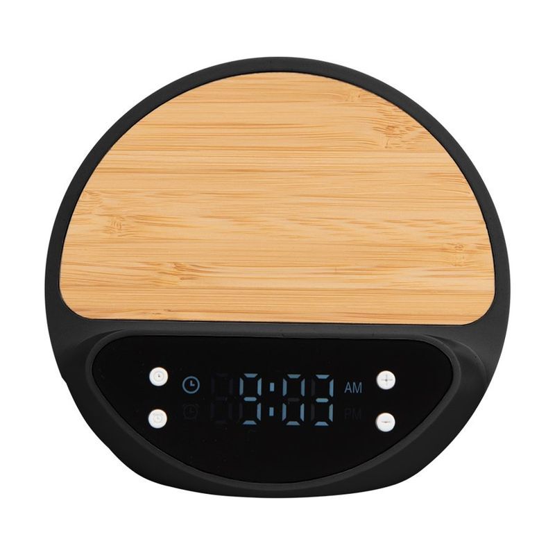 10W Bamboo Wireless Charger With Digital Clock