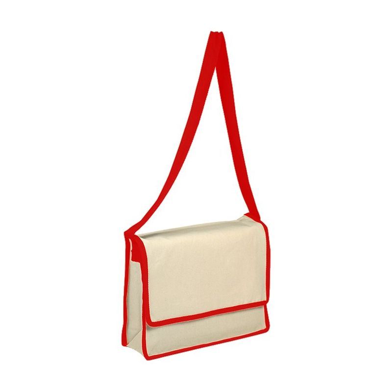 Heavy Cotton Canvas Messenger Bag with Flap, Assorted Colors