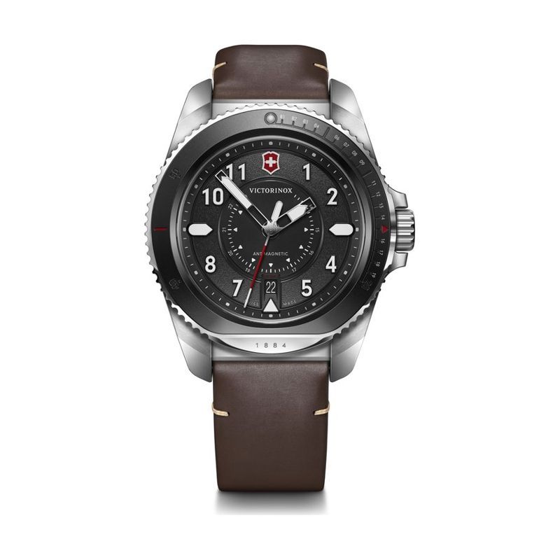 Victorinox Journey 1884 Watch Set, Black Dial, Leather Strap