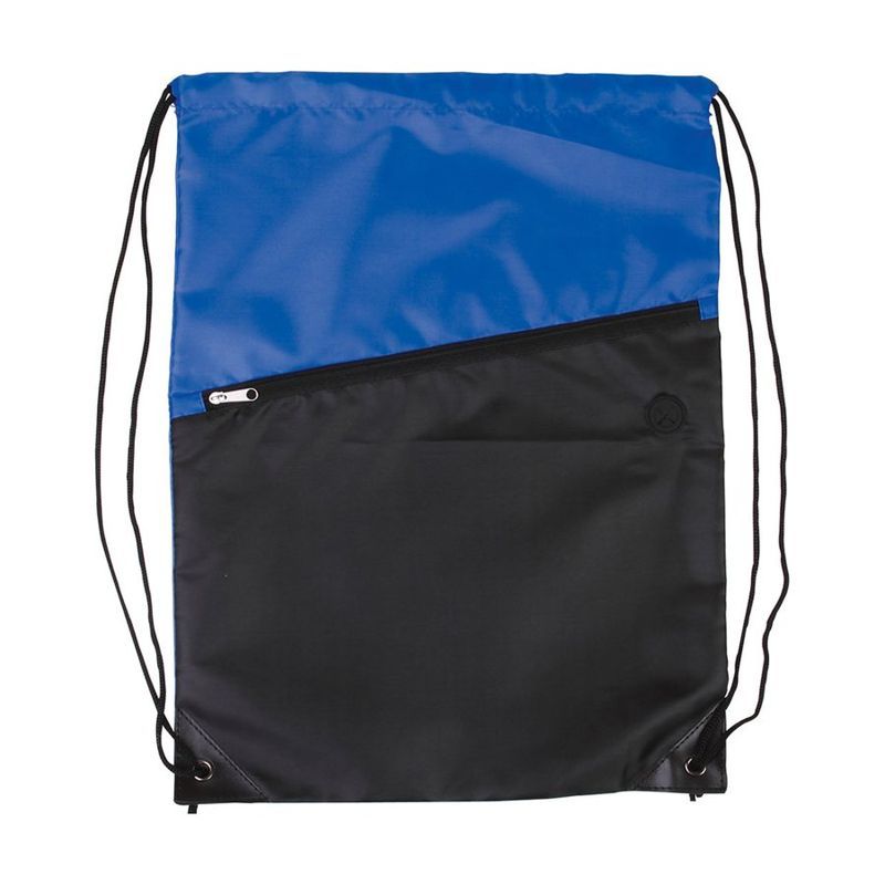 Two-Tone Drawstring Backpack with Zipper Pocket