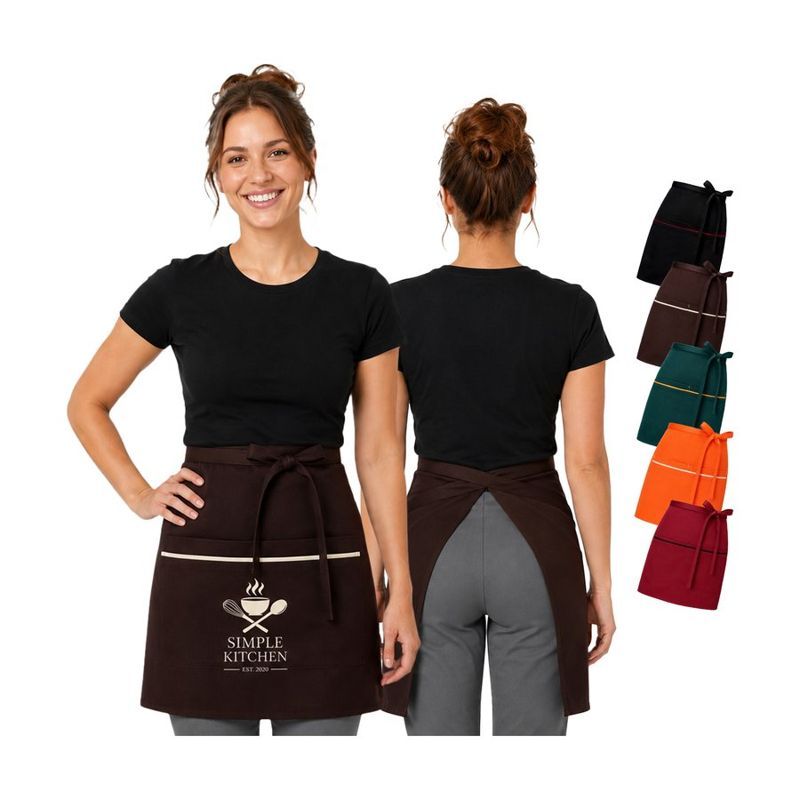 12 oz Woven Waist Apron with Contrast Trim Pockets