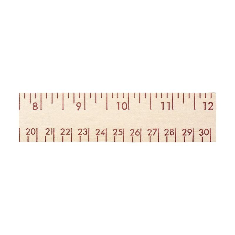 12 Inch Natural Finish Wood Ruler, English and Metric Scale