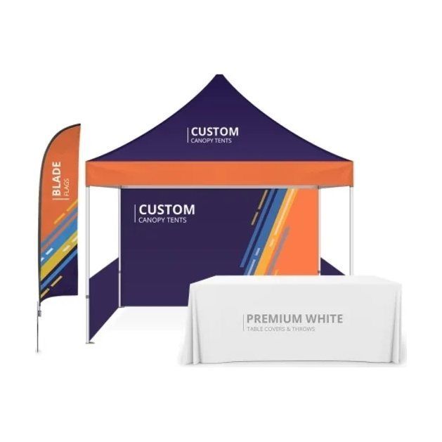 10 x 10 ft Canopy Kit with Half Wall and Blade Flag