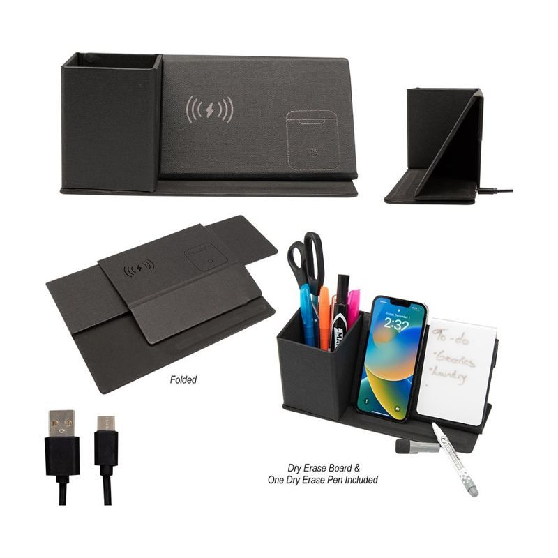 Wireless Charging Desk Organizer with Dry Erase Board