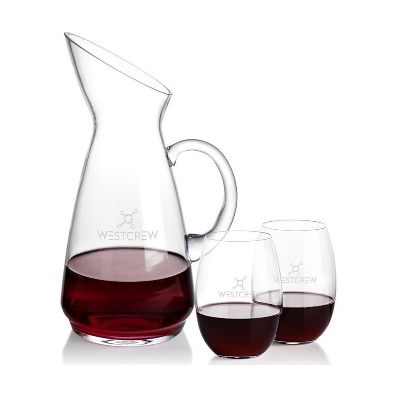 Taroni Carafe and Carlita Stemless Wine Glass Set