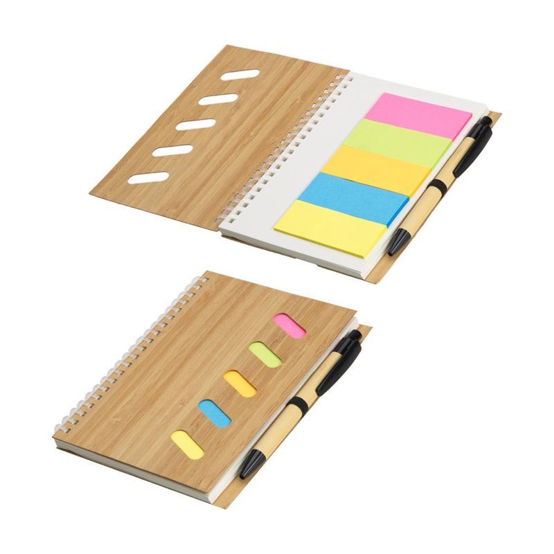 Bamboo Soft Spiral Notebook with Sticky Notes