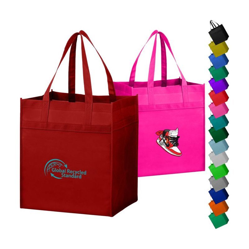 Heavy Duty Full Color Non-Woven Grocery Tote Bag with Gusset