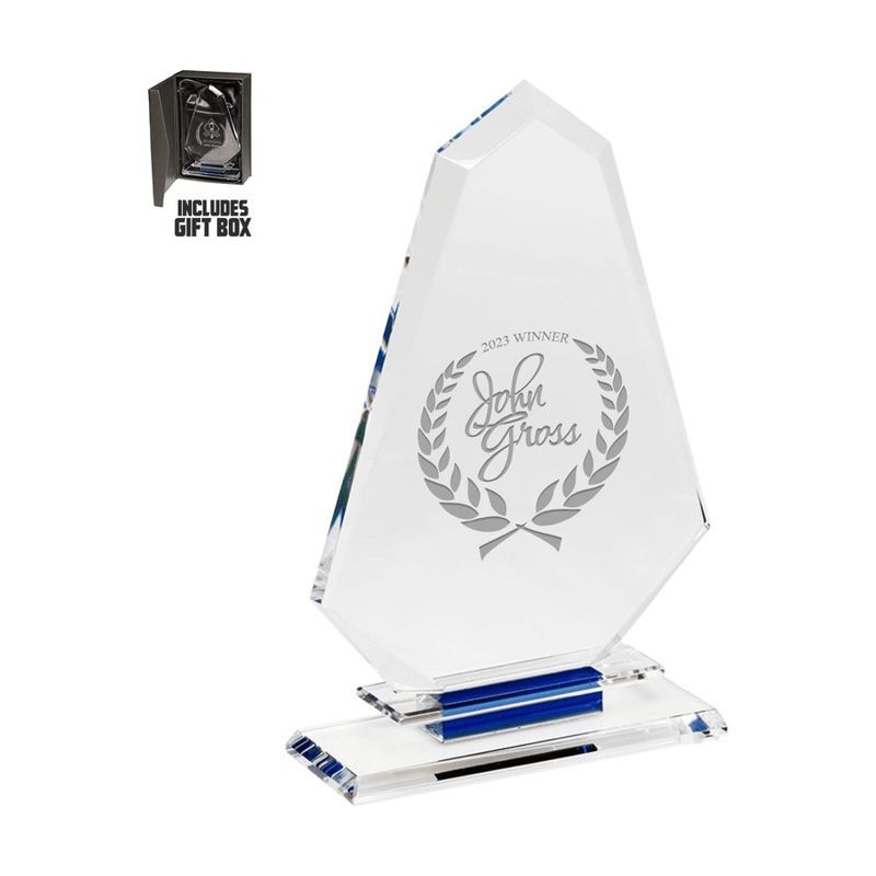 Blue Accent Crystal Glass Award