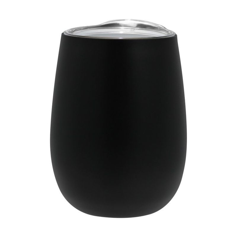 12 oz Recycled Stainless Wine Glass with Lid, Powder Coated