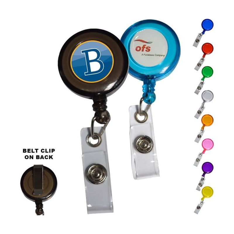 Clear Round Badge Reel with Belt Clip