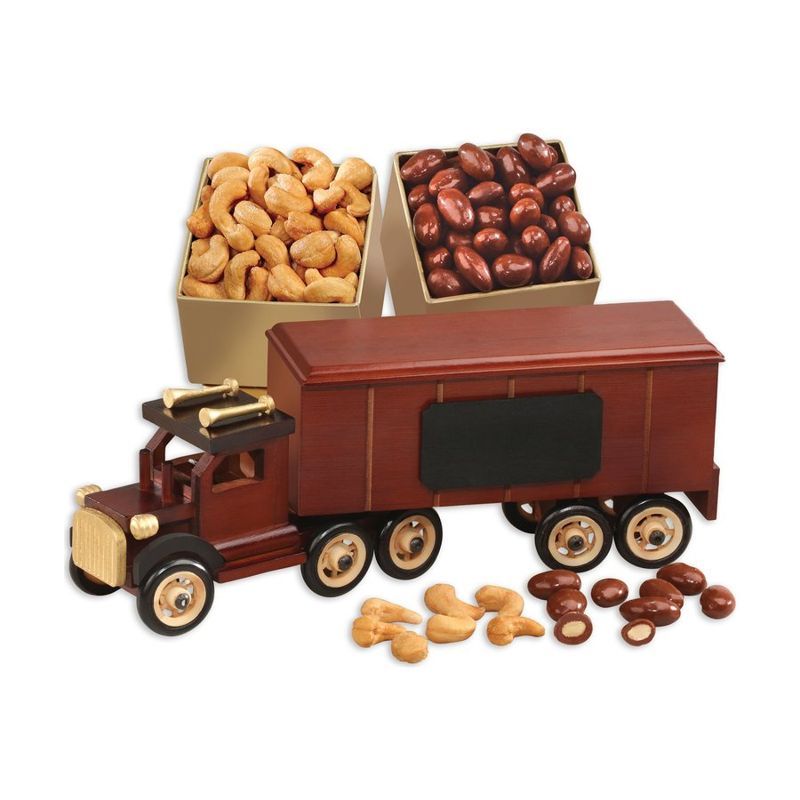 Classic Wooden Truck with Cashews and Chocolate Almonds