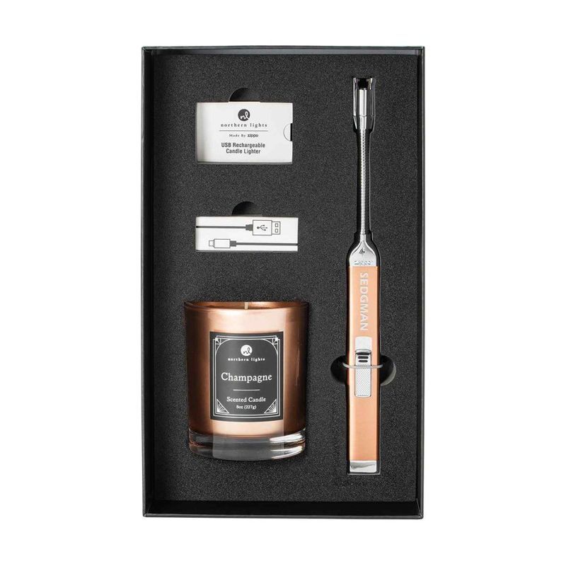 Zippo Rose Gold Lighter and Champagne Candle Set