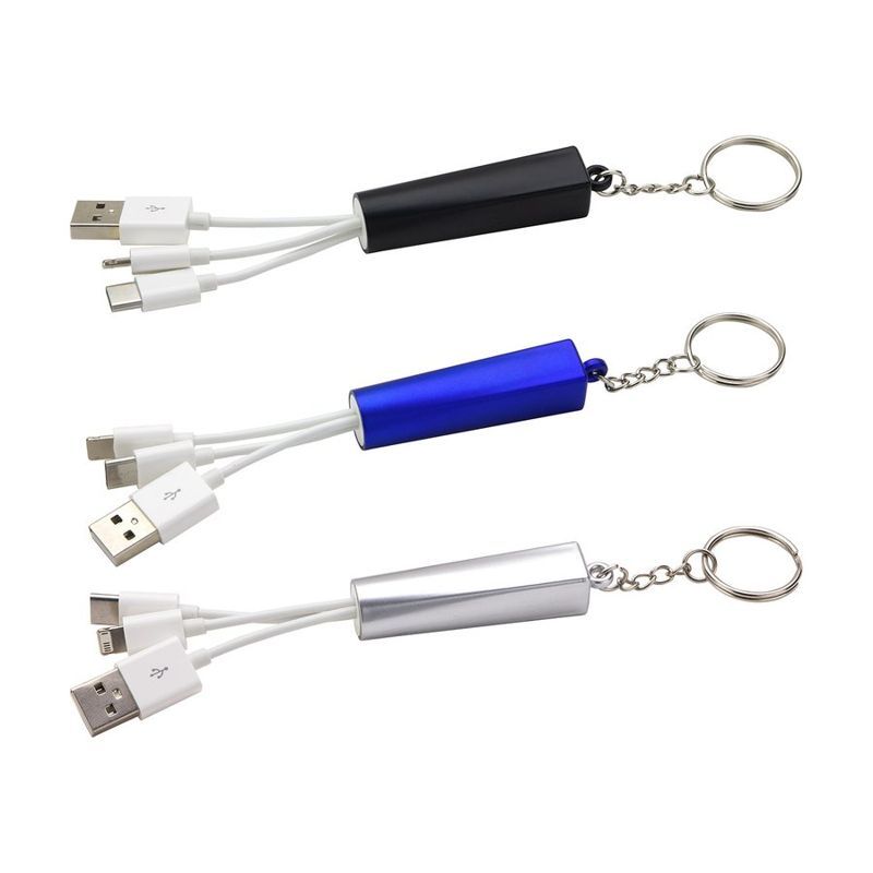 Trey 3 in 1 Light Up Charging Cable with Keychain
